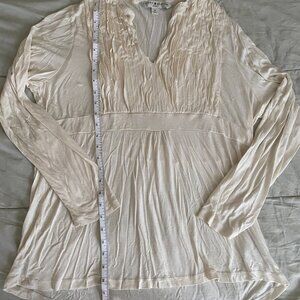 Tommy Hilfiger Womens Blouse Off-white 2X Button Long Sleeve Top